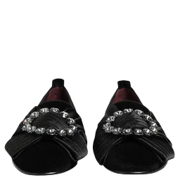 Black VATICANO Crystal Ribbon Slip On Shoes