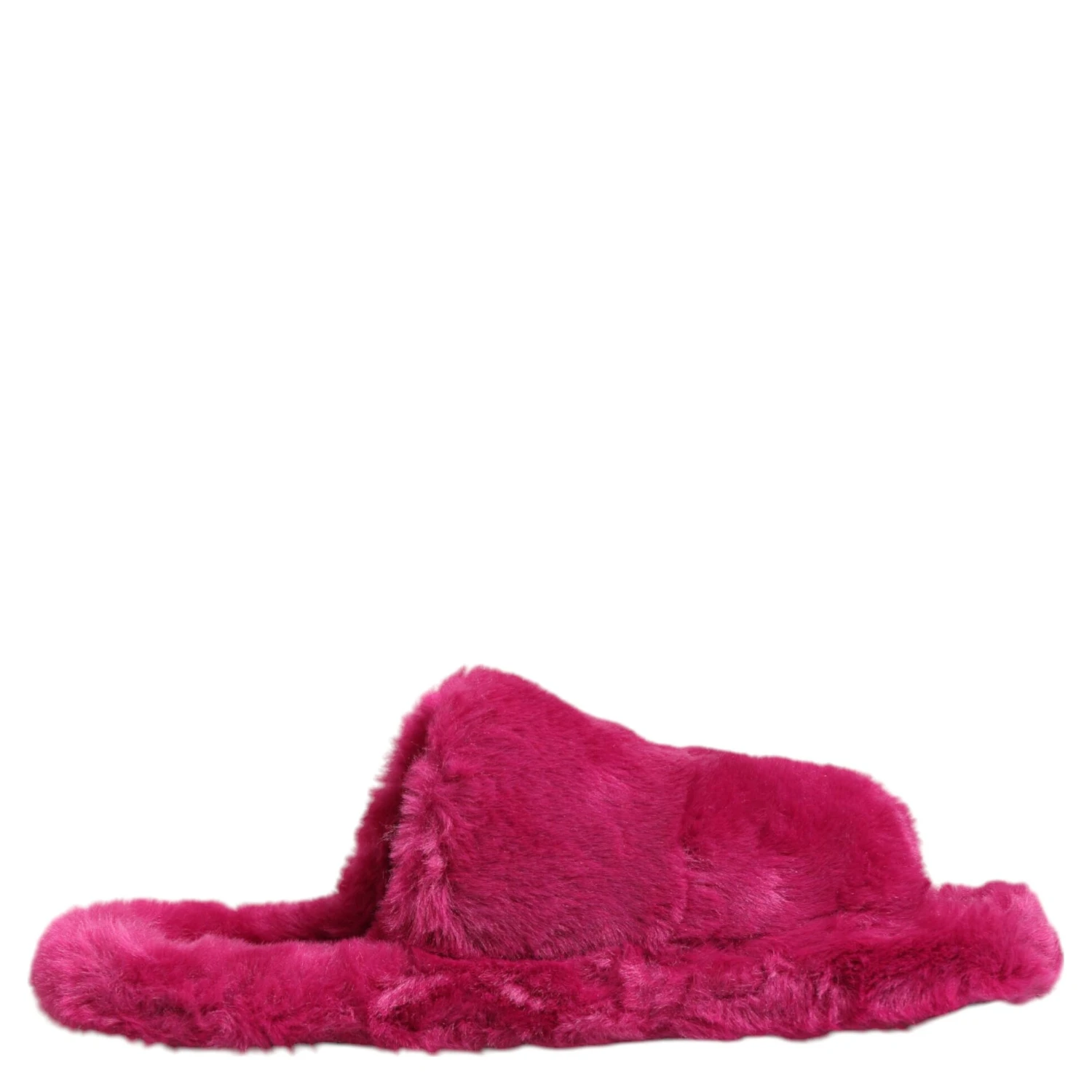 Pink Acrylic Faux Fur Mens Flats Sandals Shoes