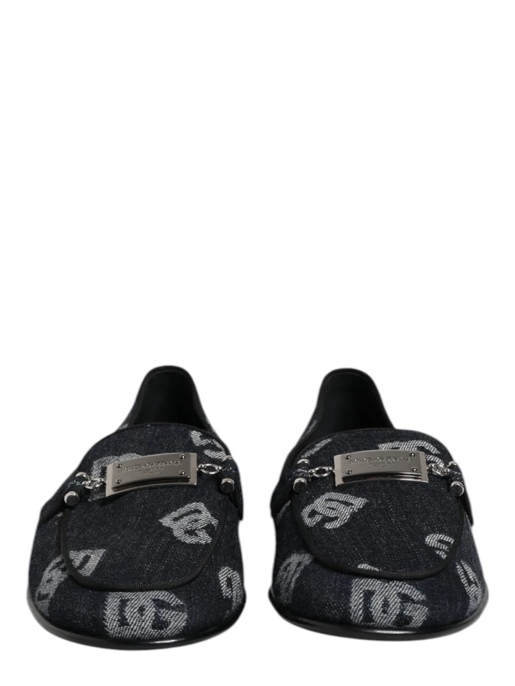 Blue Logo Cotton Loafers Formal Dress Shoes alternative