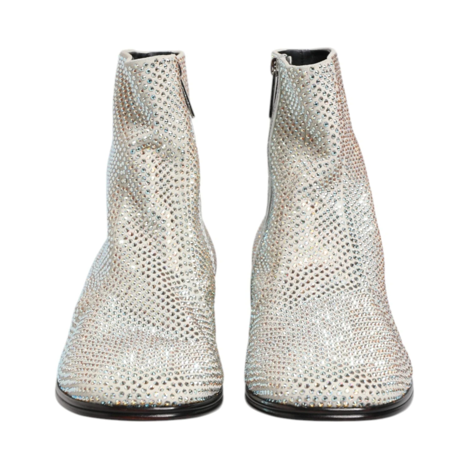 White Strass DG Logo Heels Ankle Boots Shoes