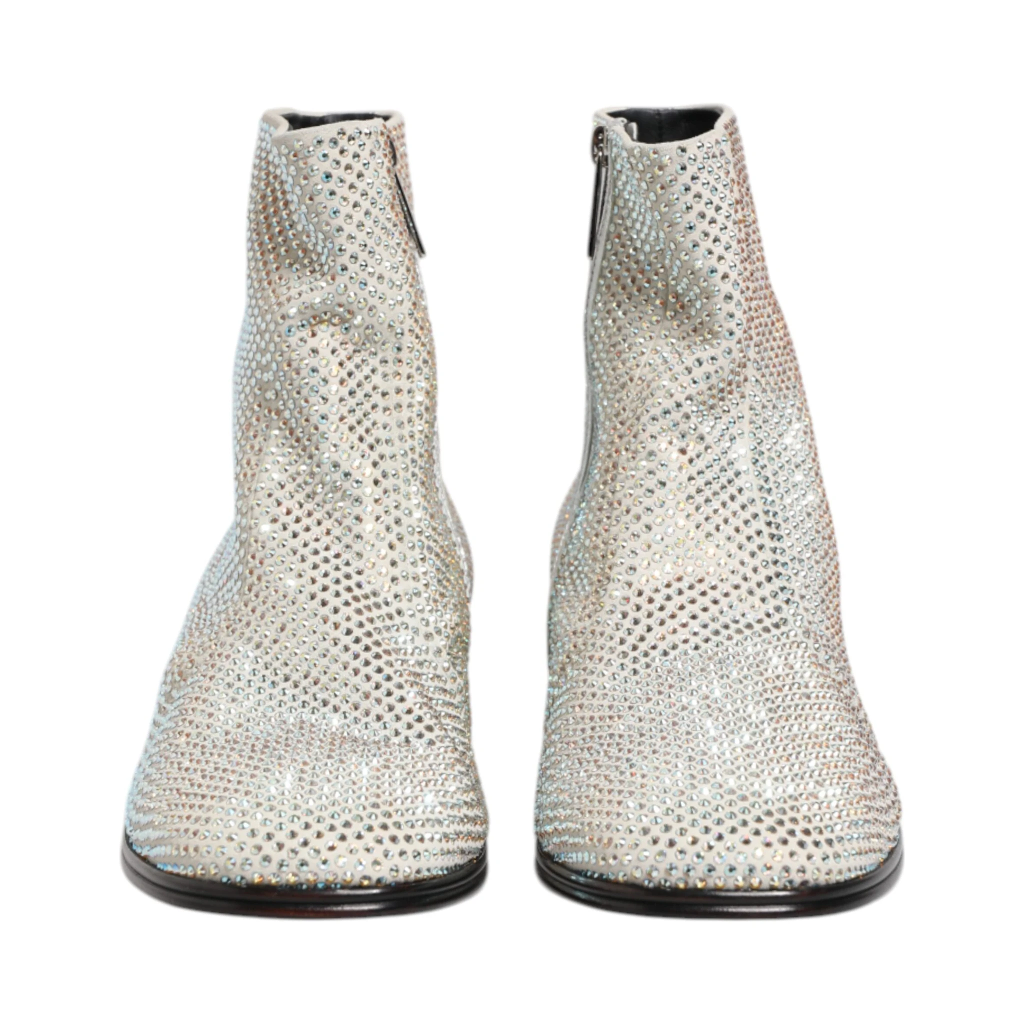 White Strass DG Logo Heels Ankle Boots Shoes