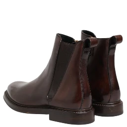 Brown Chelsea Leather Mid Calf Boots Shoes