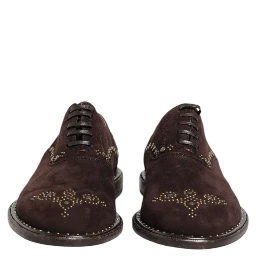 Brown Velvet Lace Up Oxford Dress Shoes