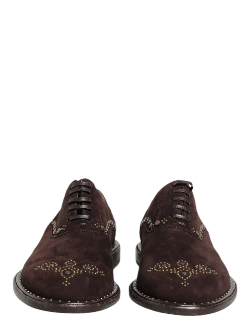 Brown Velvet Lace Up Oxford Dress Shoes