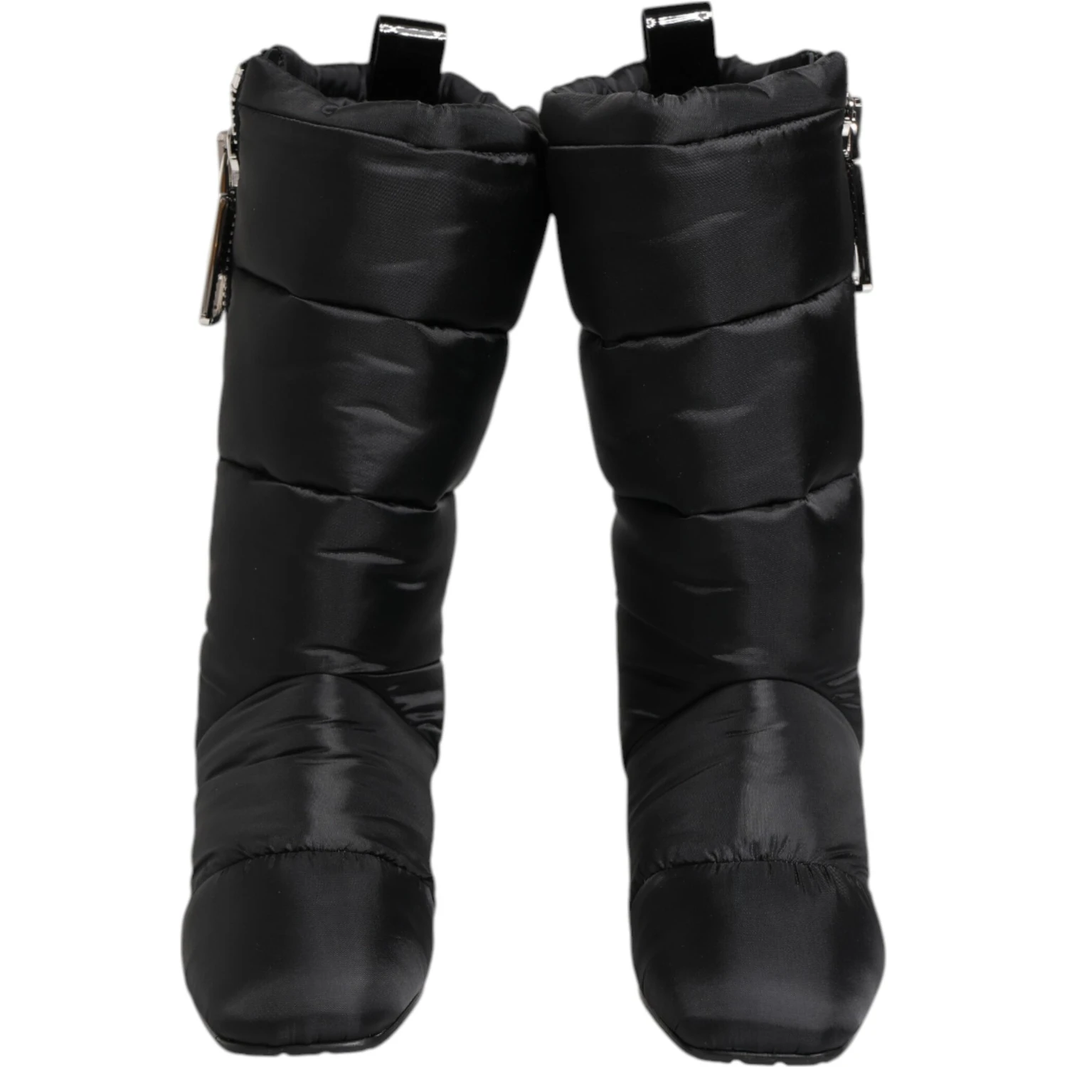 Black Padded Mid Calf Logo Heel Boots Shoes