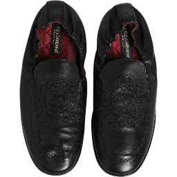 Black Leather Slip On Men Flat Loafers Shoes