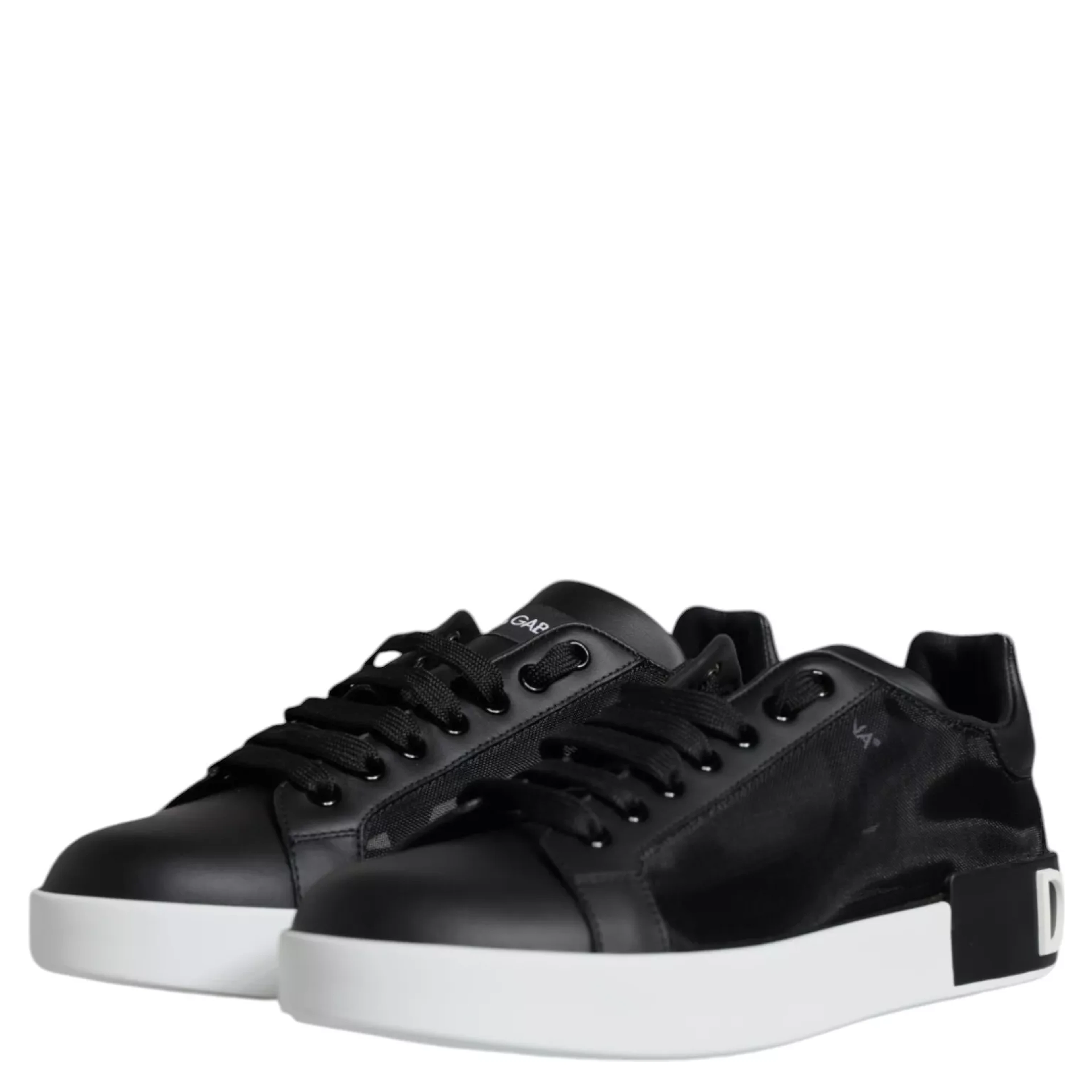 Black Calf Leather Portofino Sneakers Shoes