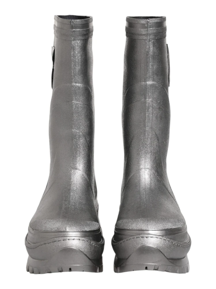 Metallic Silver Pull On Rain Boots Shoes alternative