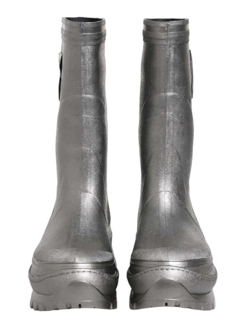 Metallic Silver Pull On Rain Boots Shoes