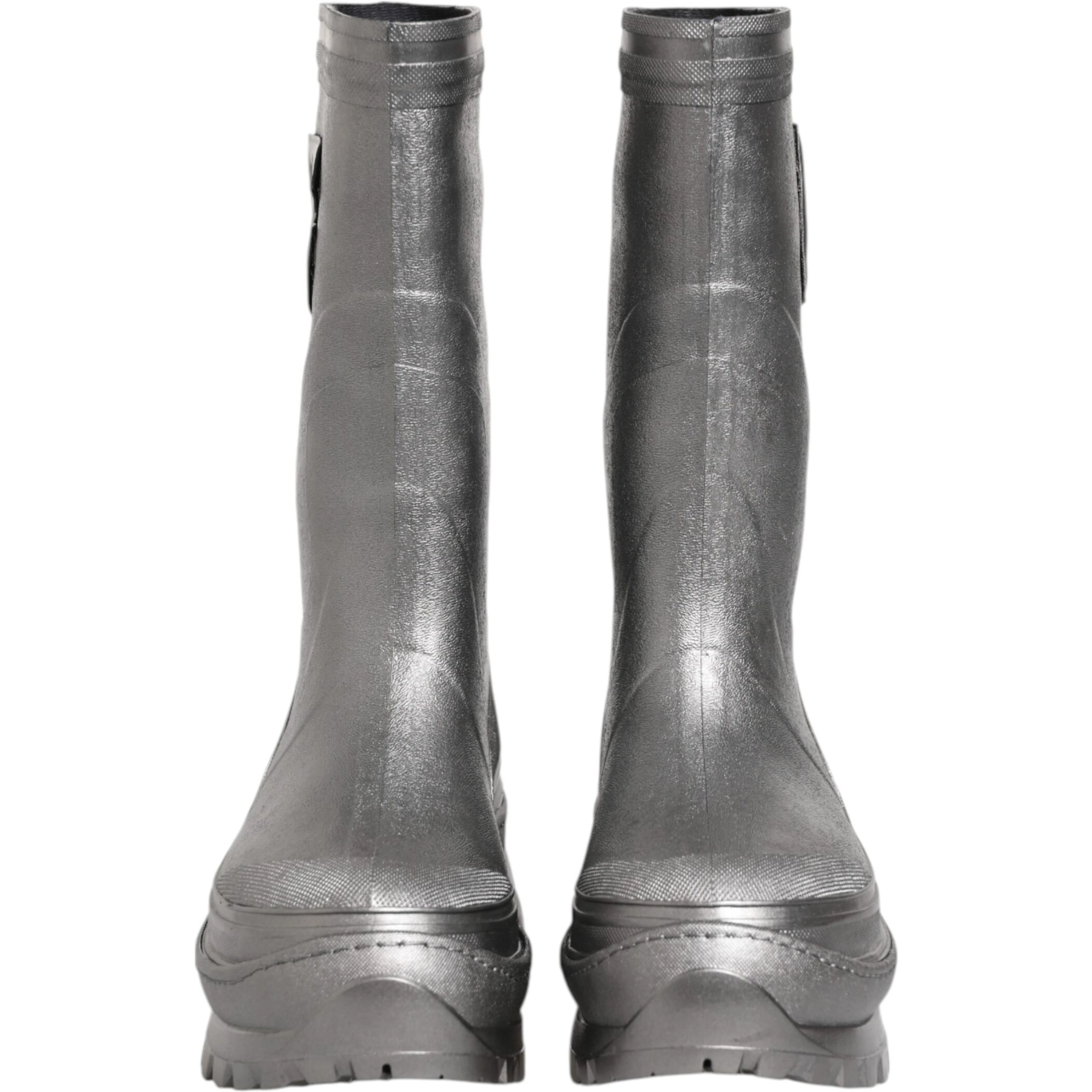 Metallic Silver Pull On Rain Boots Shoes