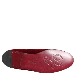 Red Velvet Gold Crown Mens Loafers Shoes