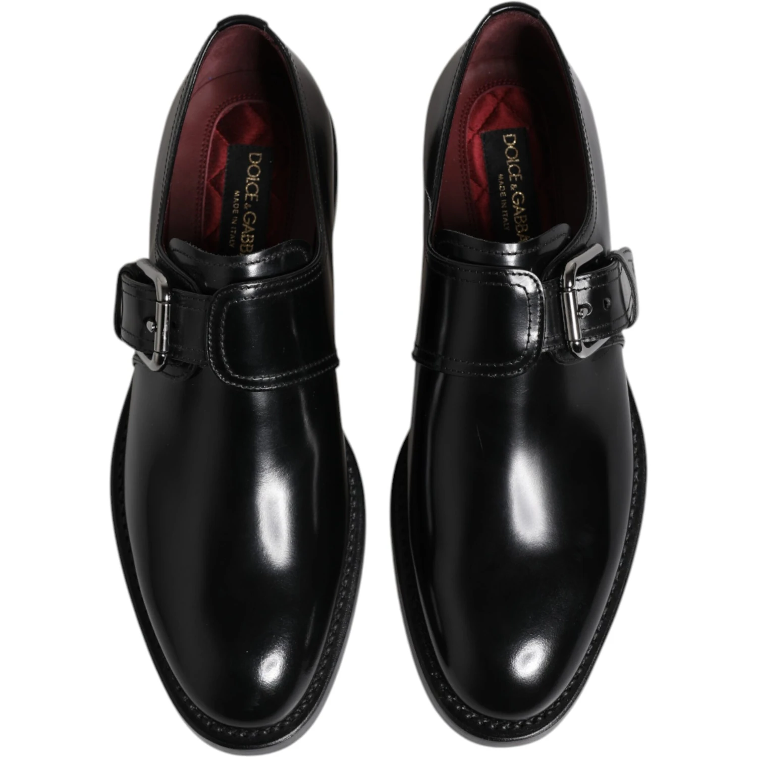 Black Leather Monk Strap Derby Formal Shoes