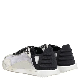 Silver Black Nylon NS1 Low Top Sneakers Shoes