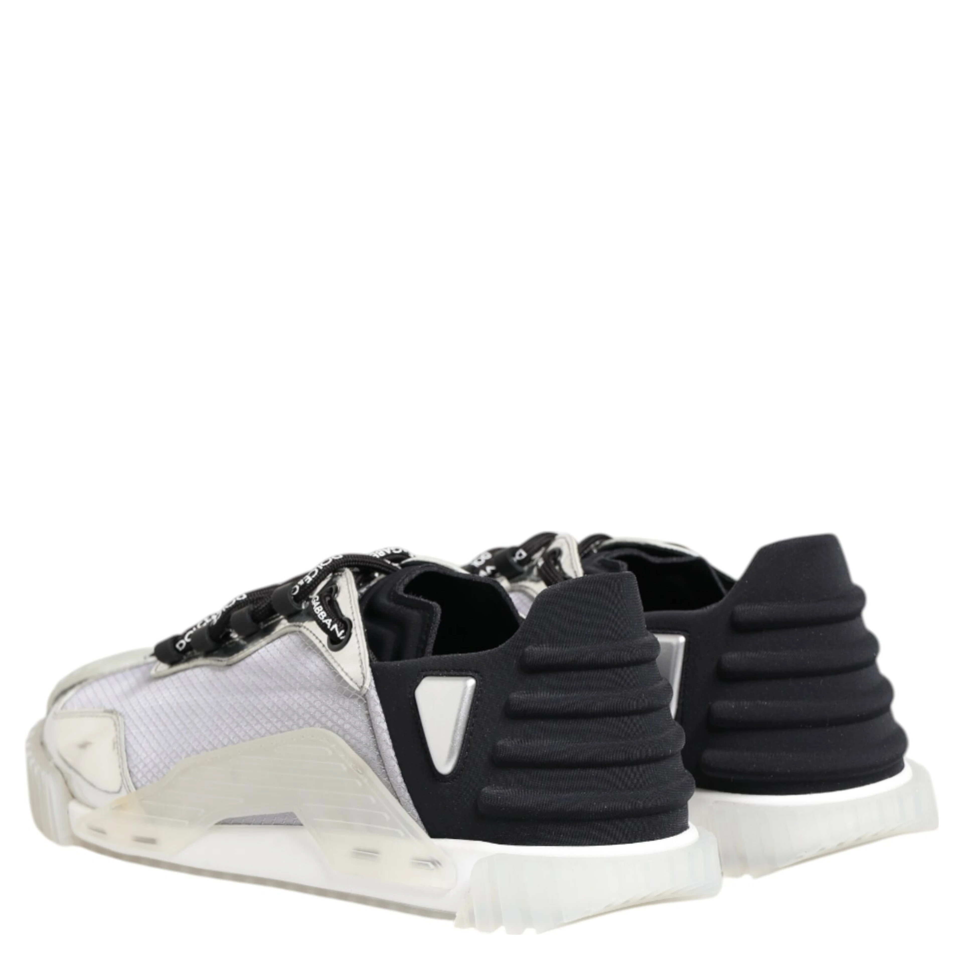 Silver Black Nylon NS1 Low Top Sneakers Shoes