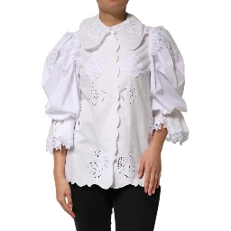 White Ruffled Lace Embellished Blouse Top