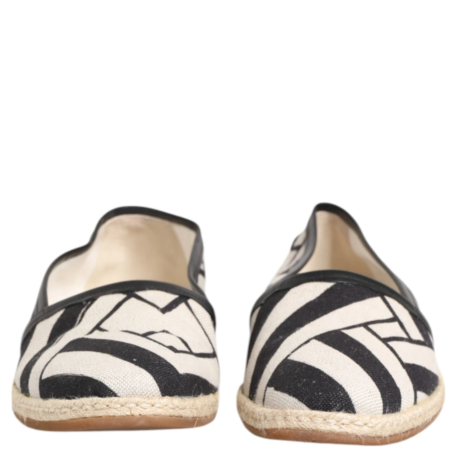 Black White Stripes Flat Espadrille Shoes