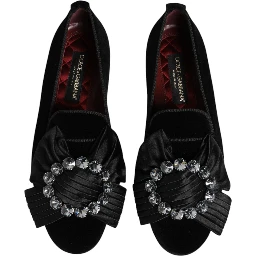 Black VATICANO Crystal Ribbon Slip On Shoes