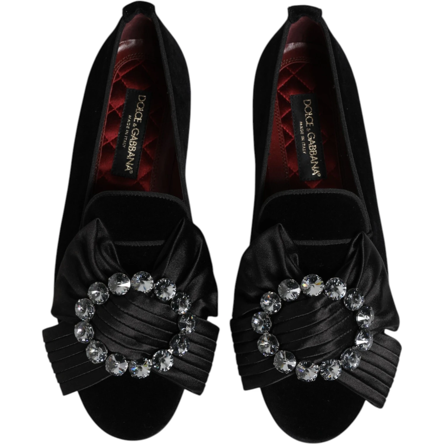 Black VATICANO Crystal Ribbon Slip On Shoes
