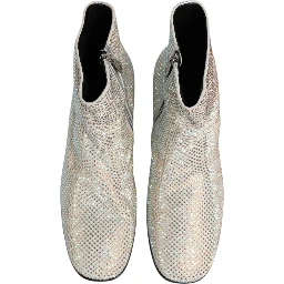 White Strass DG Logo Heels Ankle Boots Shoes