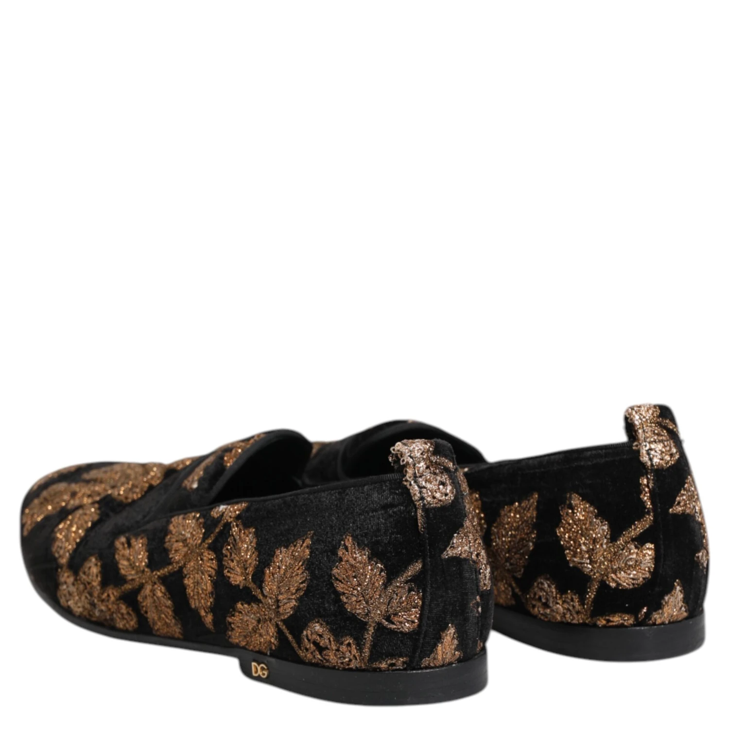 Black Floral Embroidery Men Loafers Shoes