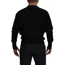 Black Cotton Crewneck Sweatshirt Sweater