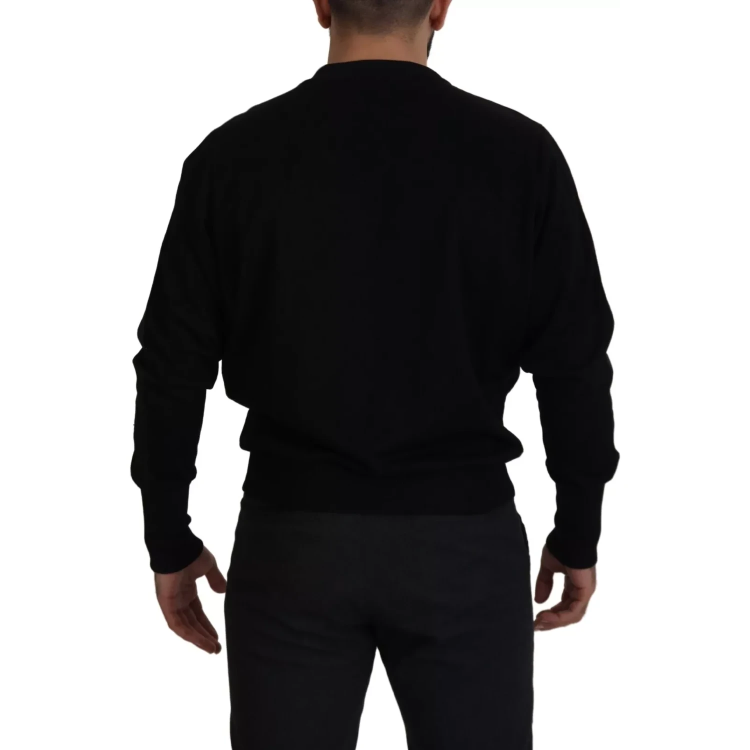 Black Cotton Crewneck Sweatshirt Sweater