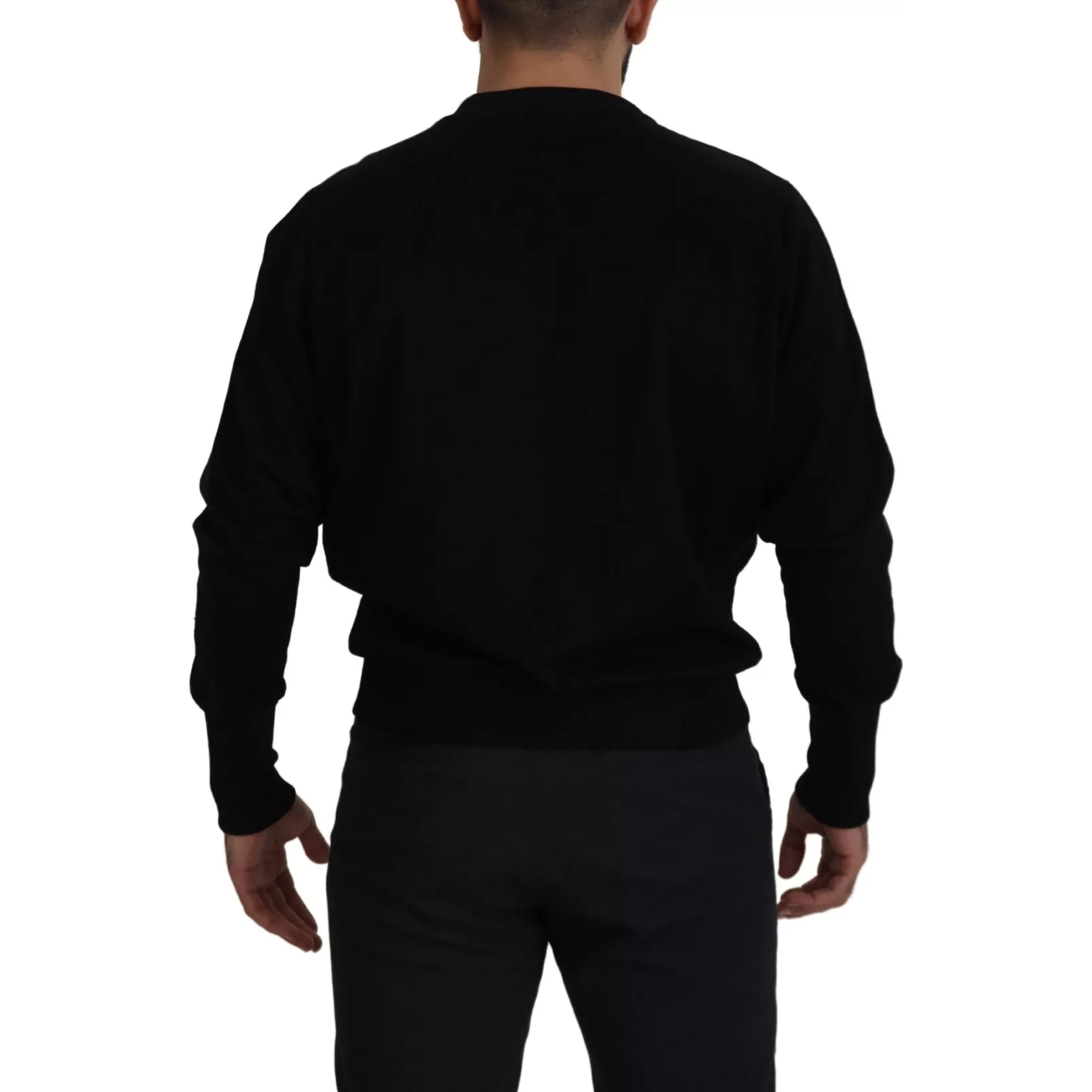 Black Cotton Crewneck Sweatshirt Sweater
