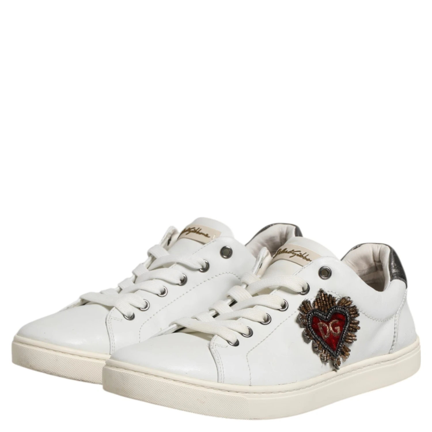 White Silver Sacred Heart Men Sneakers Shoes