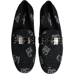 Blue Logo Cotton Loafers Formal Dress Shoes