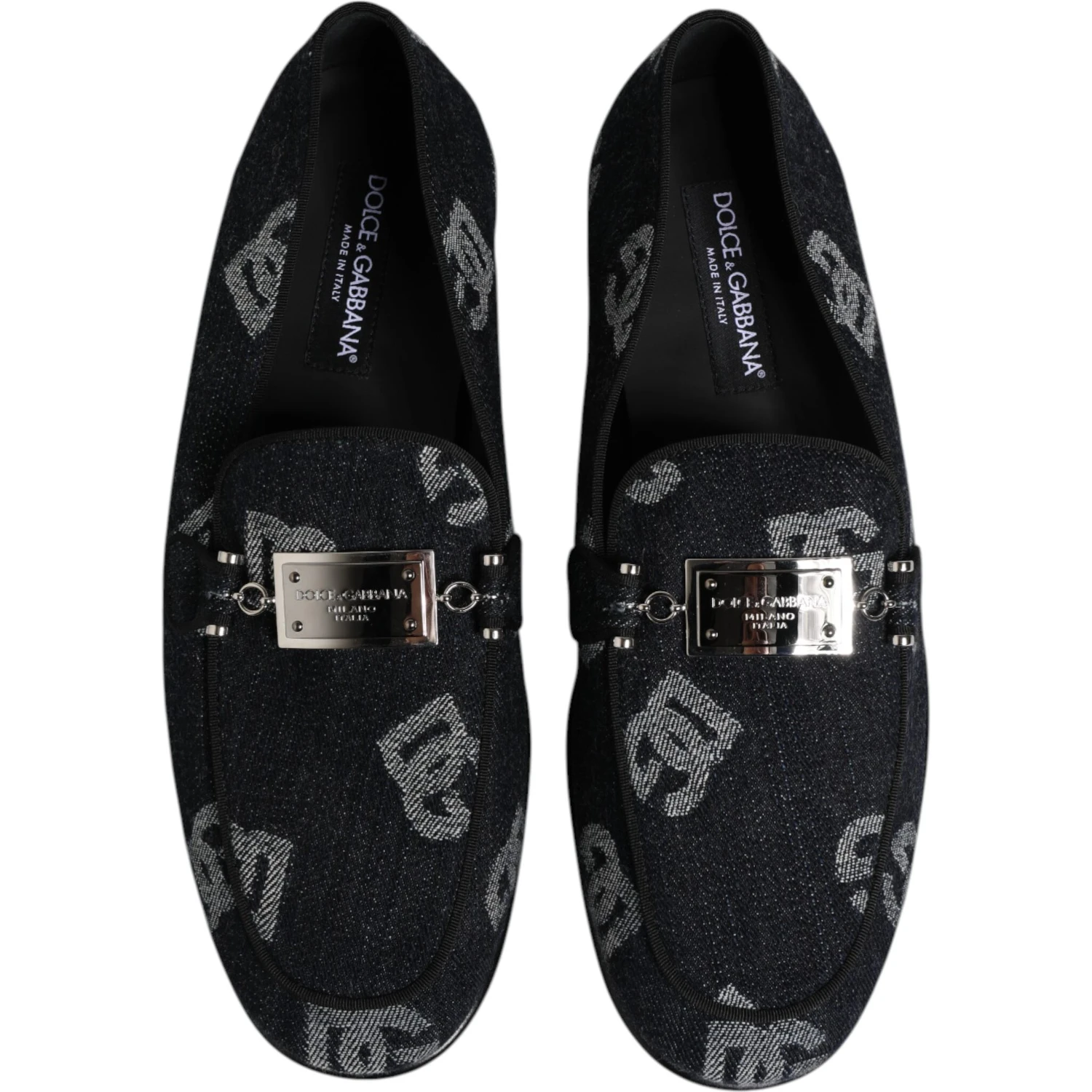 Blue Logo Cotton Loafers Formal Dress Shoes