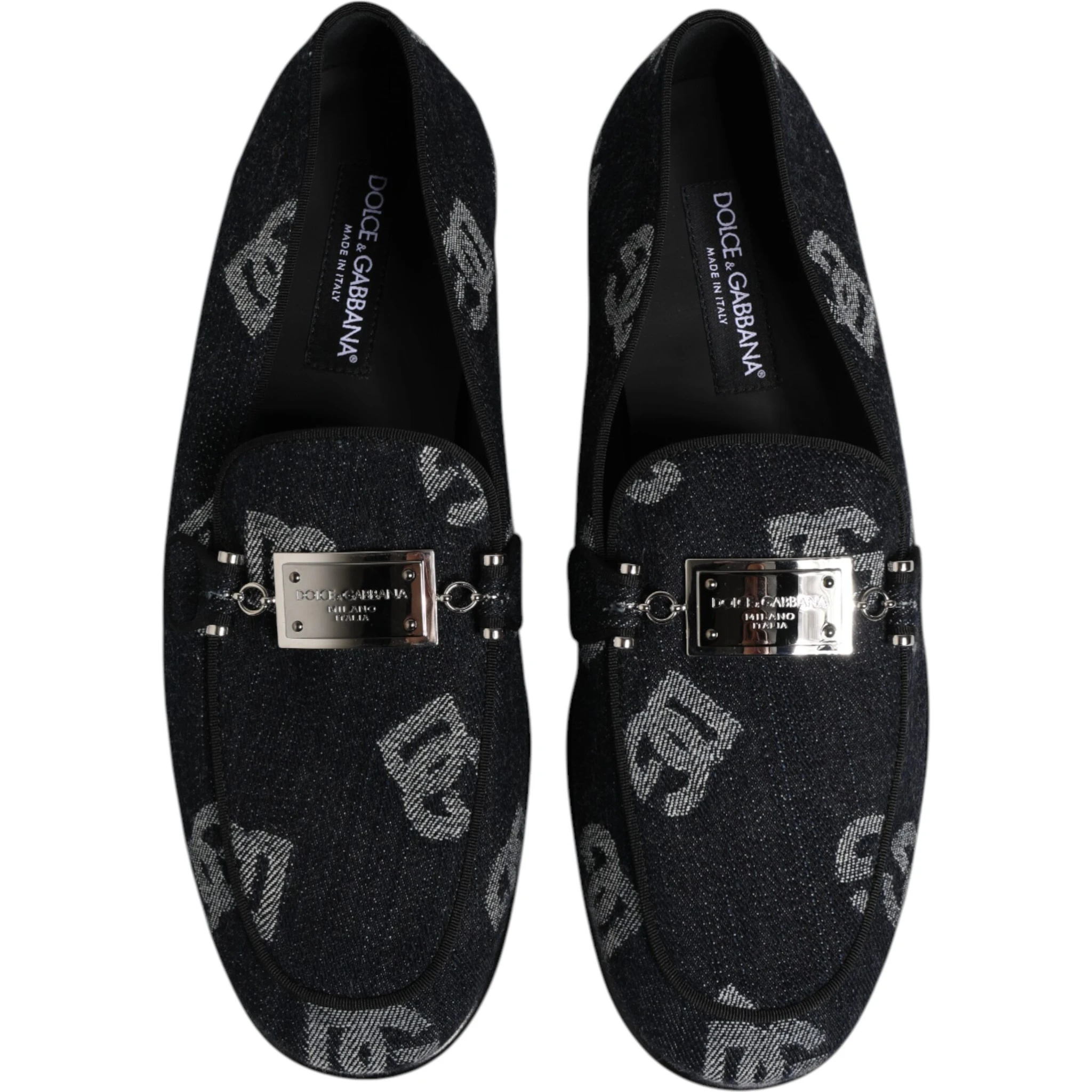 Blue Logo Cotton Loafers Formal Dress Shoes