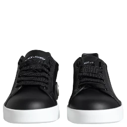 Black Calf Leather Portofino Sneakers Shoes