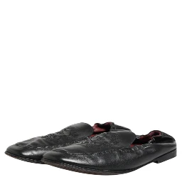 Black Leather Slip On Men Flat Loafers Shoes