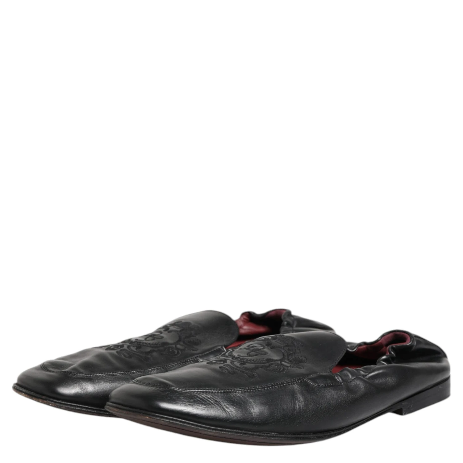 Black Leather Slip On Men Flat Loafers Shoes