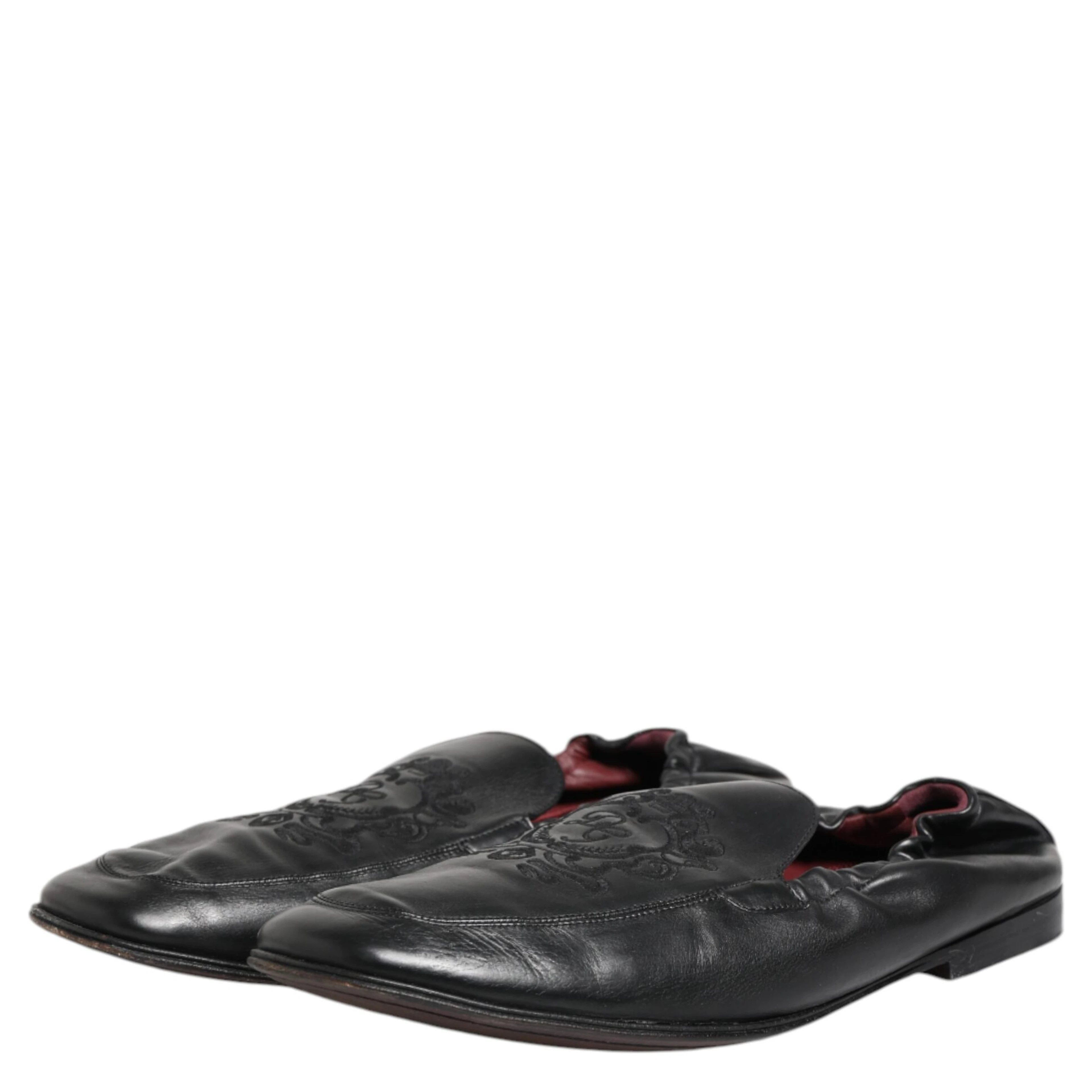 Black Leather Slip On Men Flat Loafers Shoes