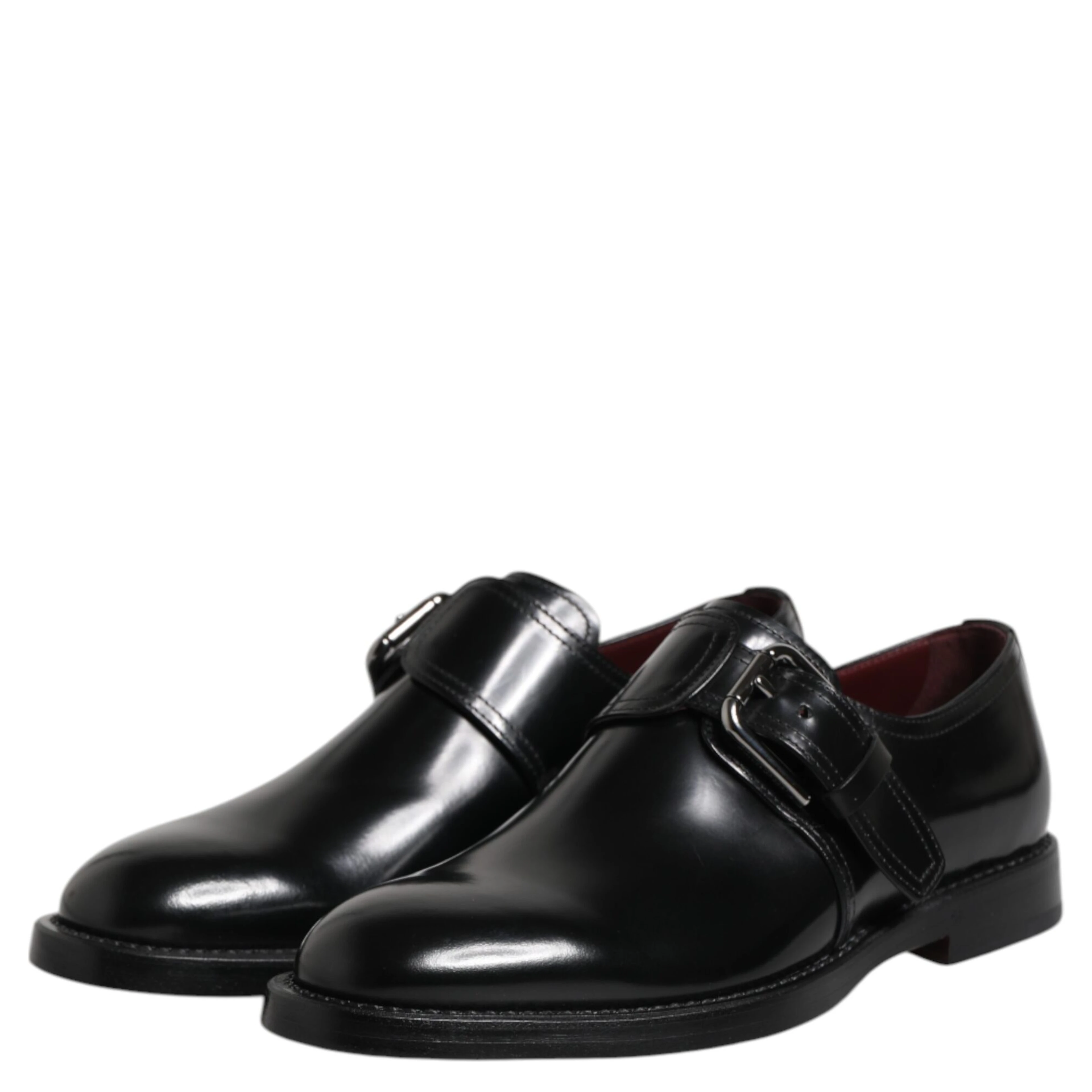 Black Leather Monk Strap Derby Formal Shoes