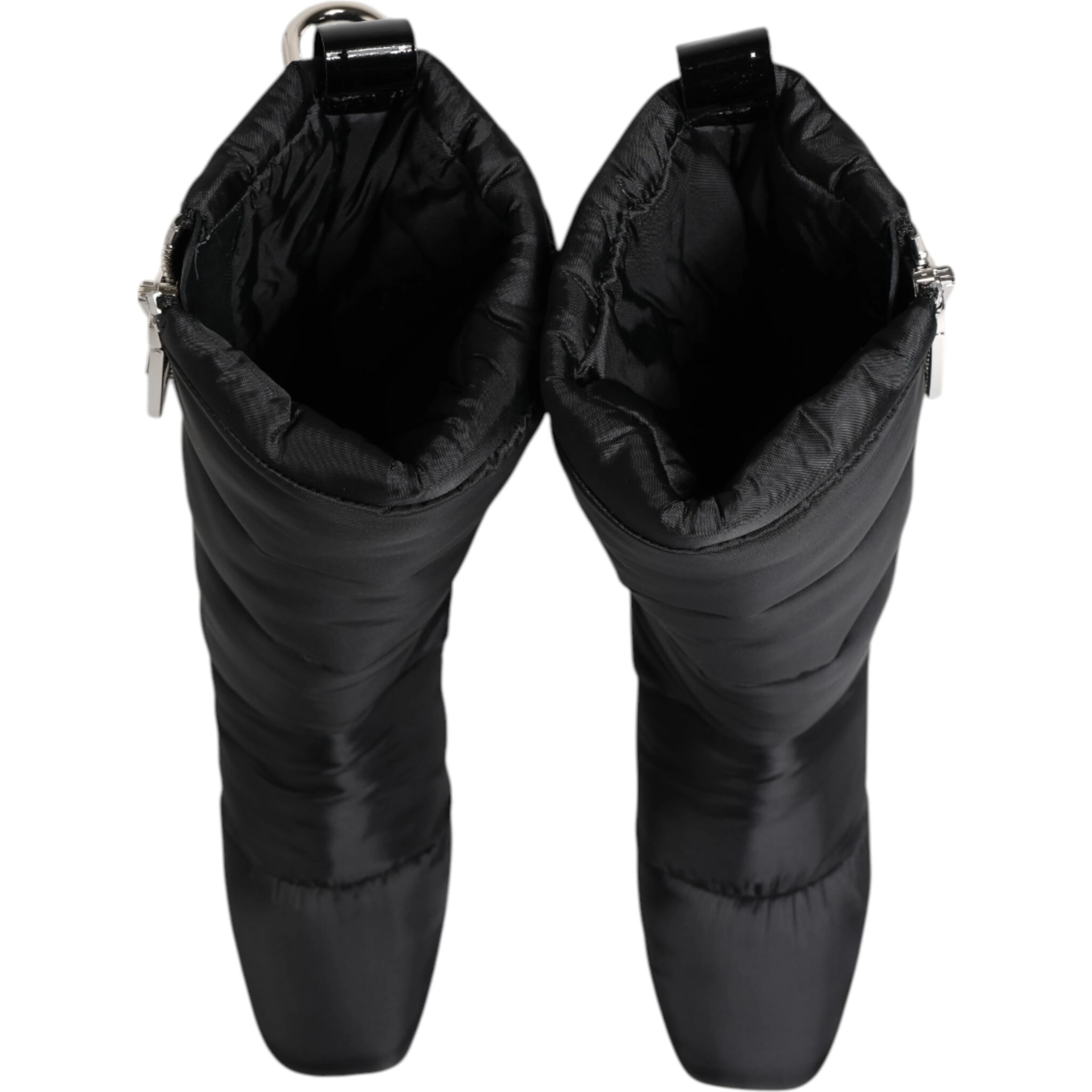 Black Padded Mid Calf Logo Heel Boots Shoes