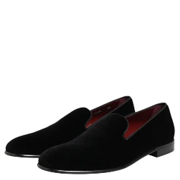 Black Velvet Slip On Loafers Men Formal Shoes