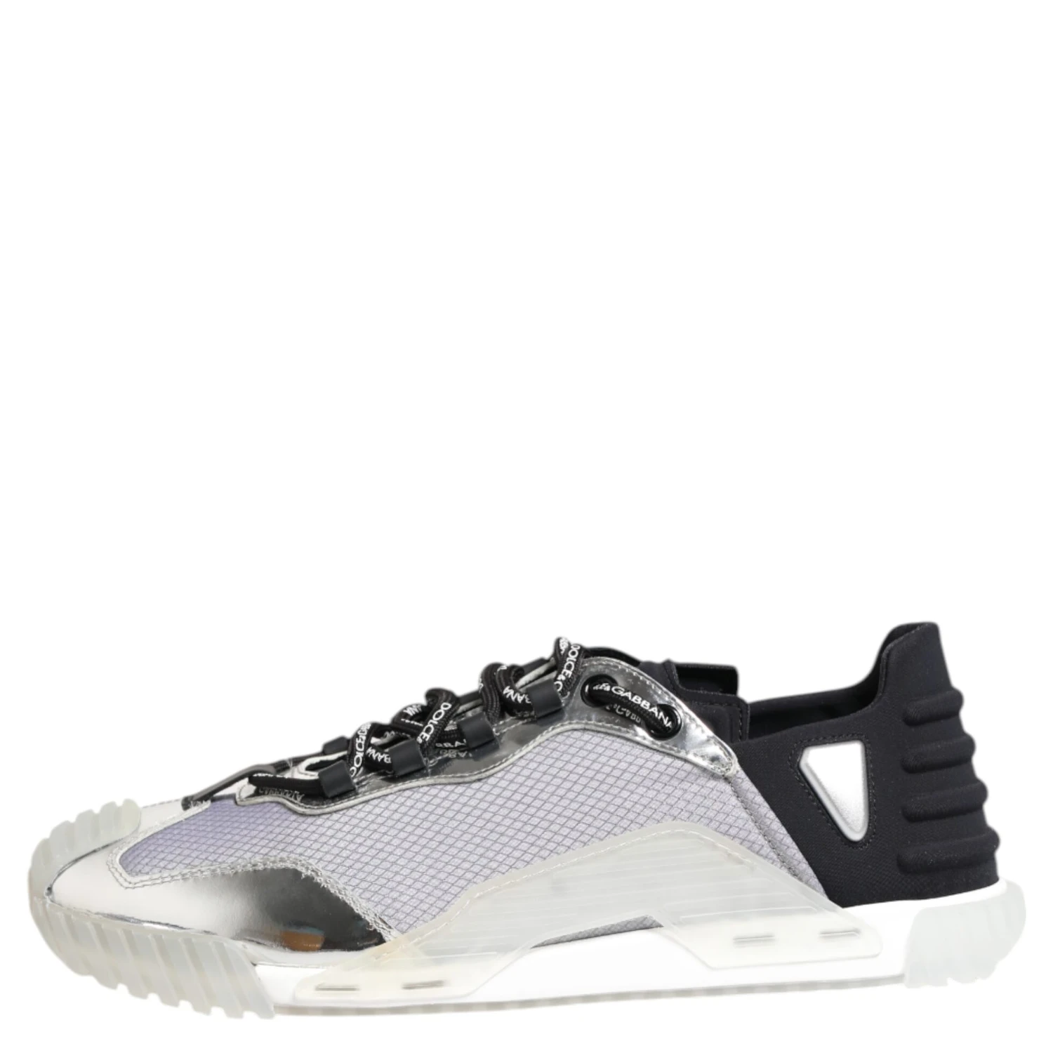 Silver Black Nylon NS1 Low Top Sneakers Shoes