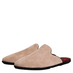 Beige Suede Leather Slides Flat Slipper Shoes