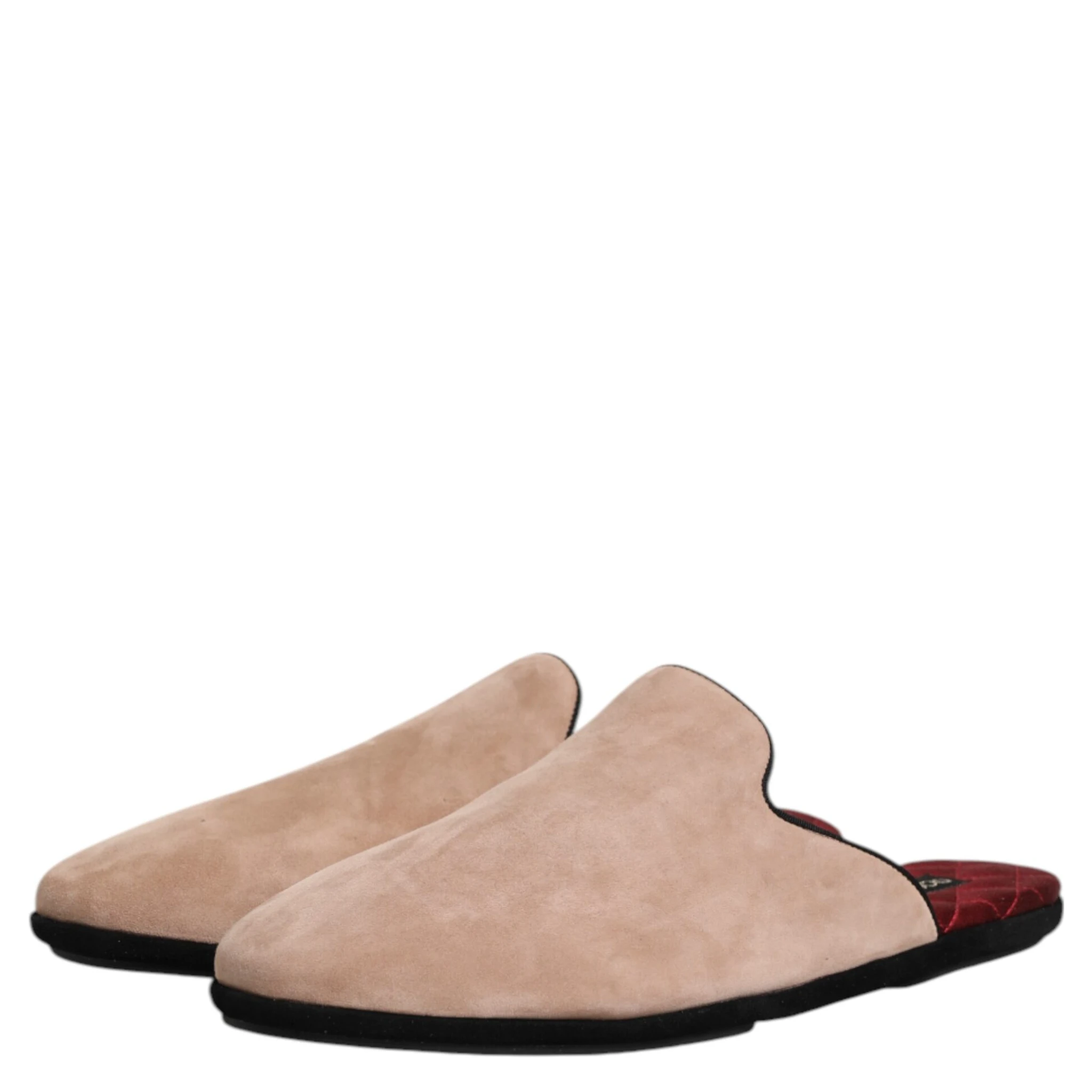 Beige Suede Leather Slides Flat Slipper Shoes
