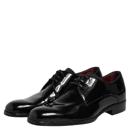 Black Leather Lace Up Men Derby Formal Shoes