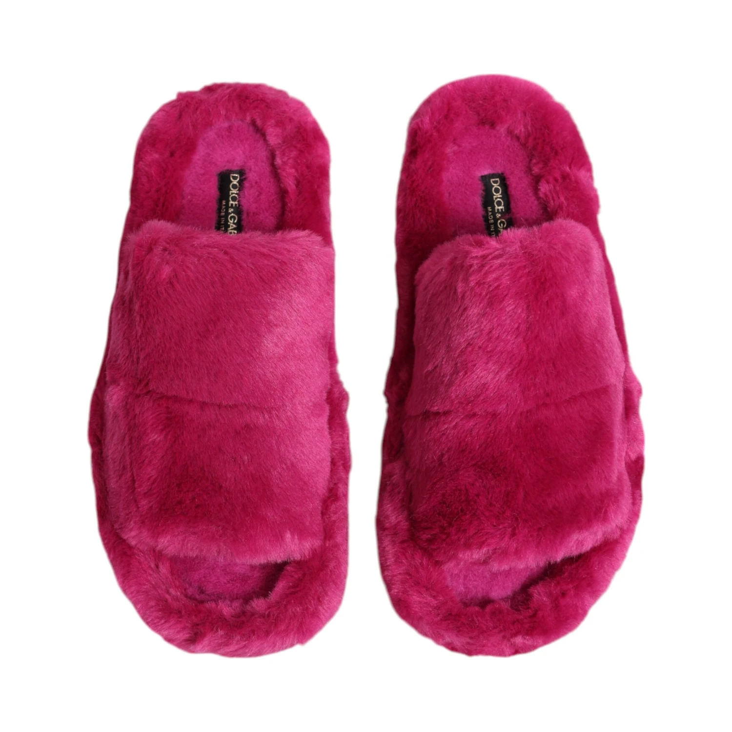 Pink Acrylic Faux Fur Mens Flats Sandals Shoes