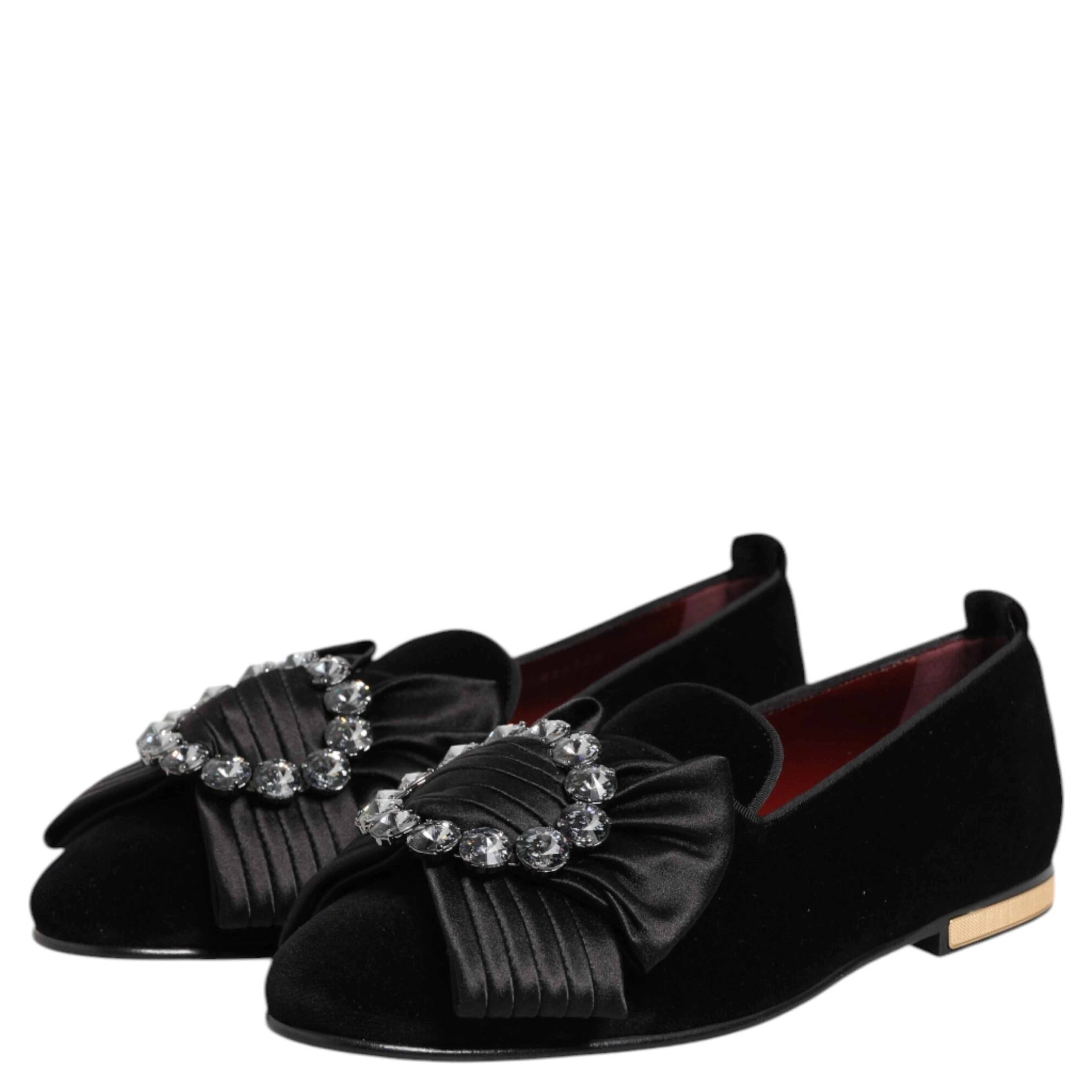 Black VATICANO Crystal Ribbon Slip On Shoes