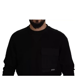 Black Cotton Crewneck Sweatshirt Sweater