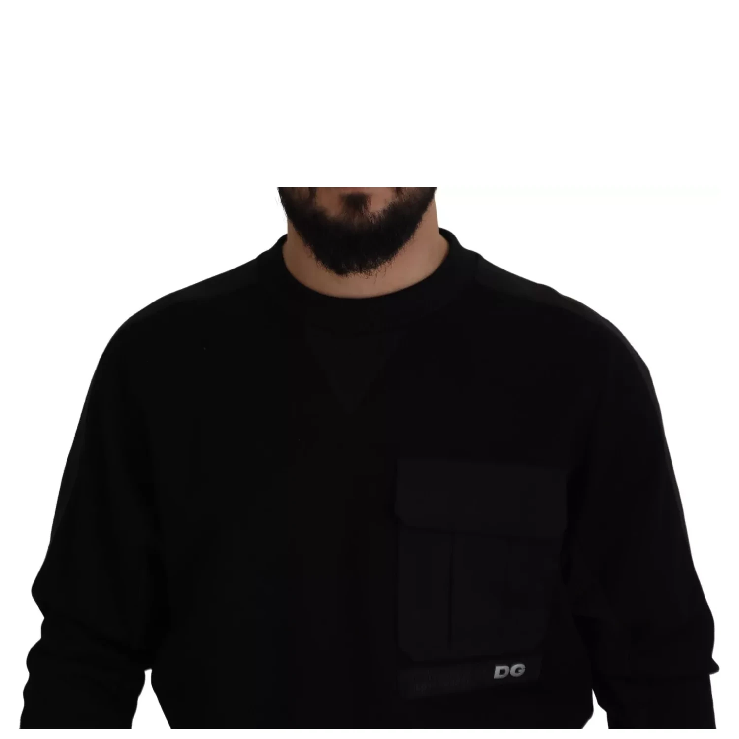 Black Cotton Crewneck Sweatshirt Sweater