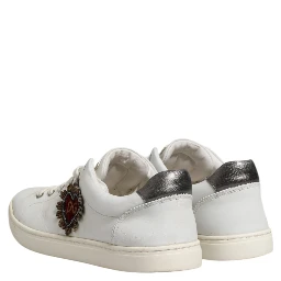 White Silver Sacred Heart Men Sneakers Shoes