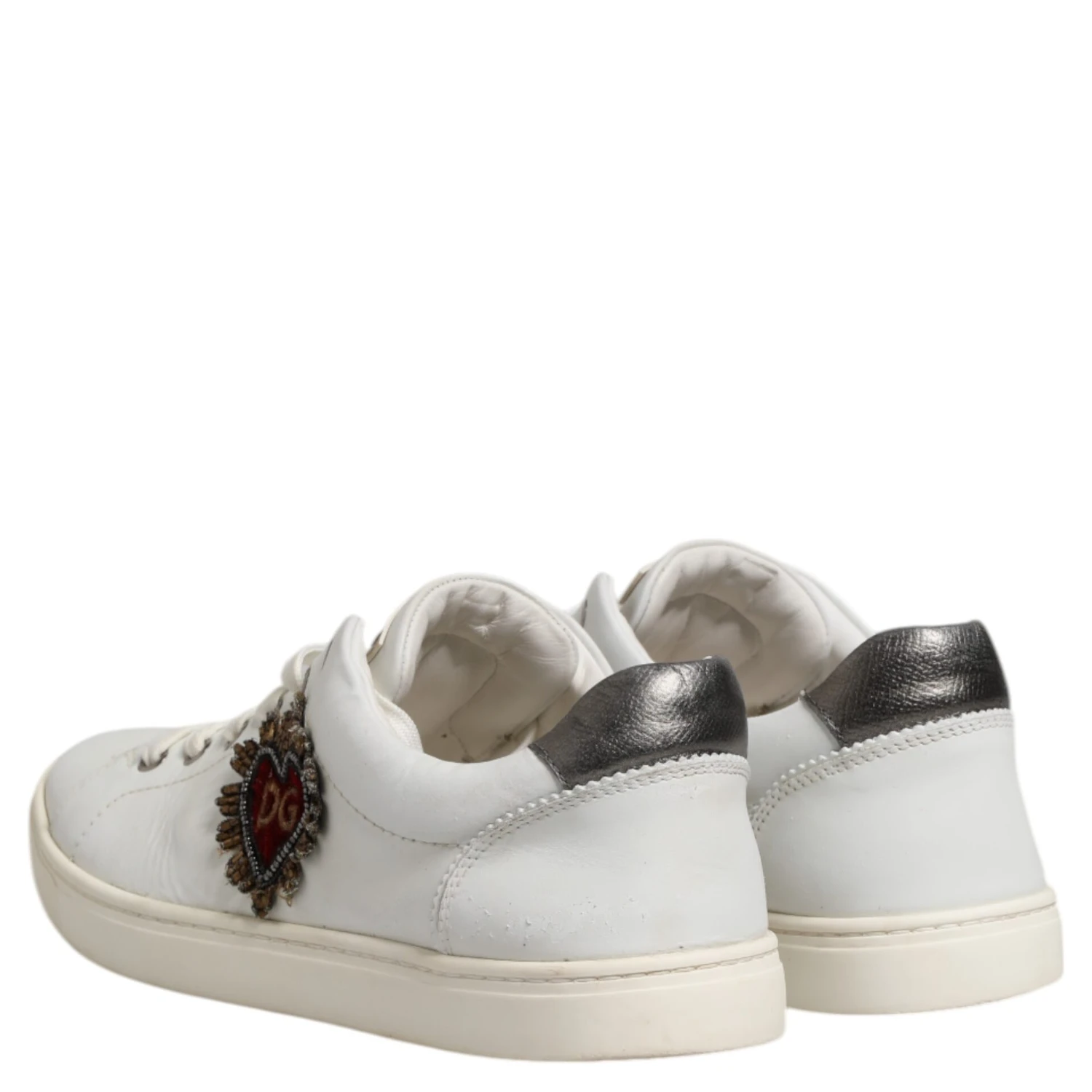 White Silver Sacred Heart Men Sneakers Shoes