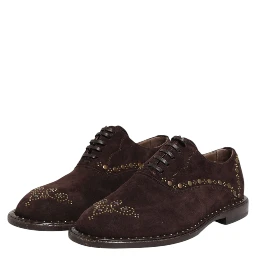 Brown Velvet Lace Up Oxford Dress Shoes