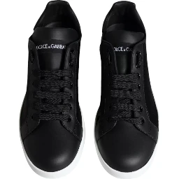 Black Calf Leather Portofino Sneakers Shoes